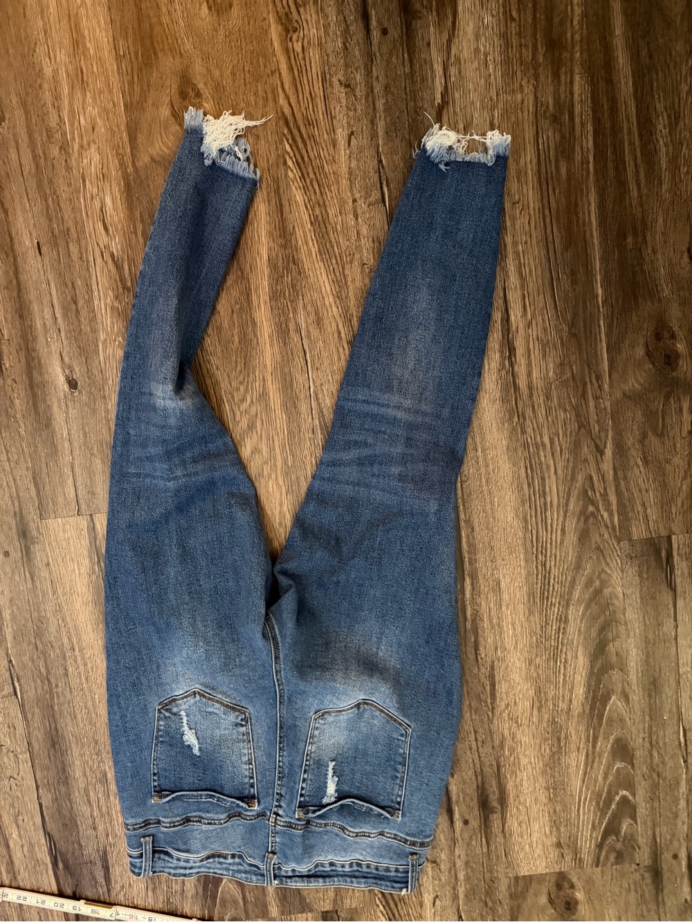 Wax Jean Los Angeles Distressed Skinny Raw Hem Jeans Size 16 Blue Denim - Picture 6 of 6